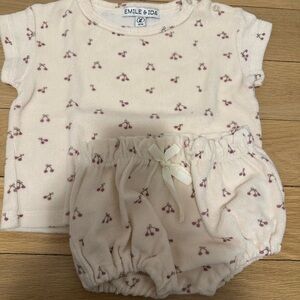 Emile et Ida Cream Cherry Print Kids Set